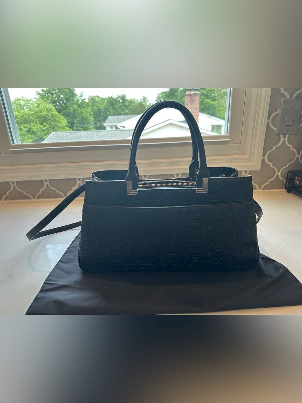 Karl Lagerfeld Meribel Leather Satchel with Adjustable Strap in Black EUC - Picture 13 of 16